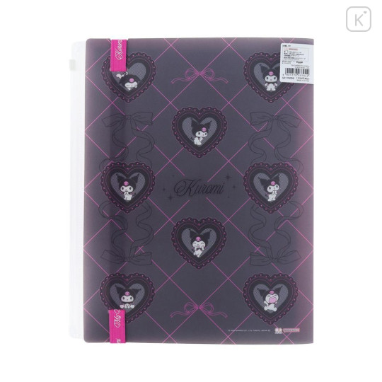 Japan Sanrio 5+1 Pockets A4 Index File Holder - Kuromi & My Melody : Heart Black Pink B - 2