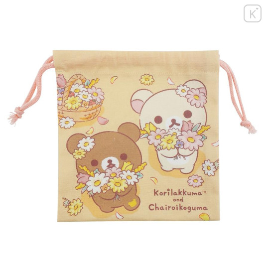 Japan San-X Store Drawstring Bag - Chairoikoguma & Korilakkuma : Flower Marches - 1