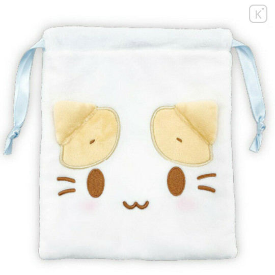 Japan Sanrio Plush Drawstring Bag - Masyumaro : Smile Face - 1