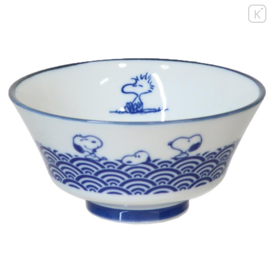 Japan Peanuts Mino Ware Bowl - Snoopy & Woodstock : Sea Wave - 1