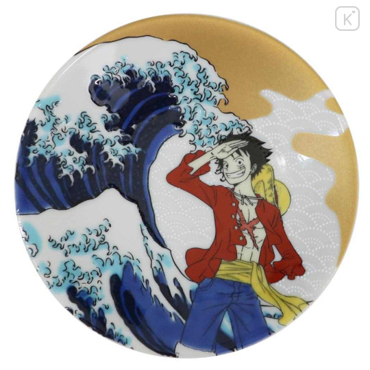 Japan One Piece Soy Sauce Plate - Luffy Kutani Ware The Great Wave off Kanagawa - 1
