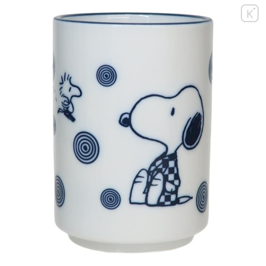 Japan Peanuts Japanese Tea Cup - Snoopy & Woodstock : Wave Mino ware - 1
