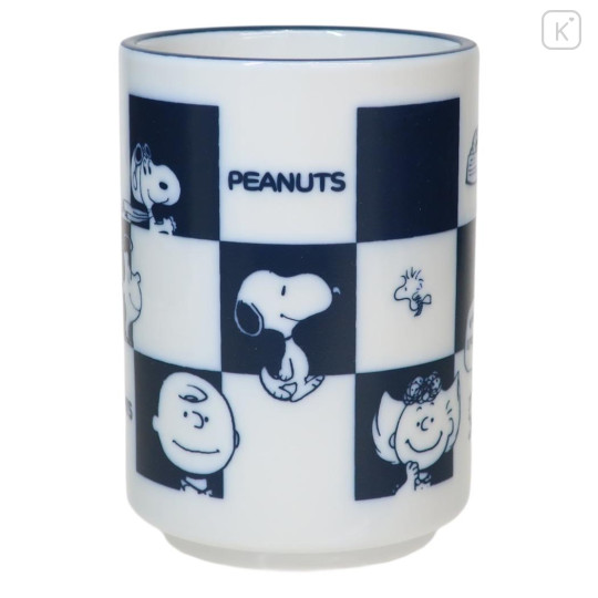 Japan Peanuts Japanese Tea Cup - Snoopy & Woodstock : Friends Checkered Mino ware - 1