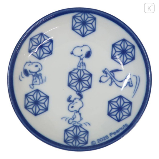 Japan Peanuts Soy Sauce Plate - Snoopy & Woodstock : Mino Ware Hemp Leaf - 1