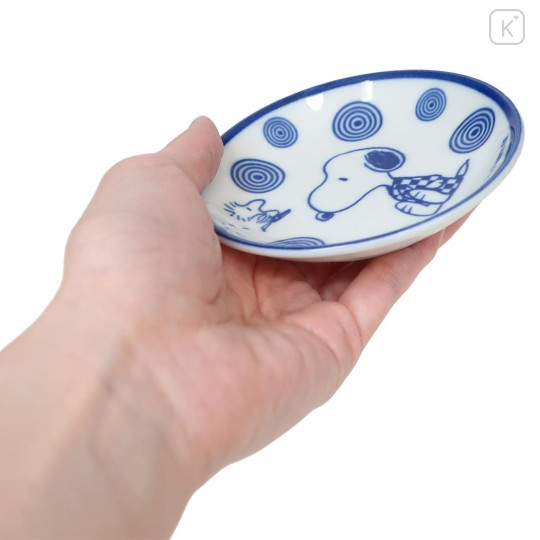Japan Peanuts Soy Sauce Plate - Snoopy & Woodstock : Mino Ware Wave - 2