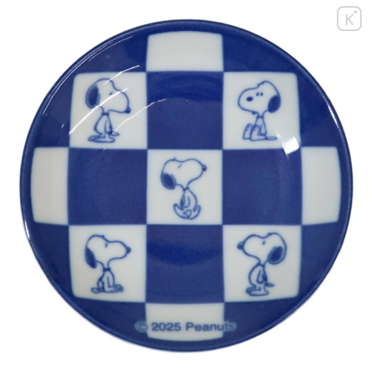 Japan Peanuts Soy Sauce Plate - Snoopy & Woodstock : Mino Ware Checkered - 1