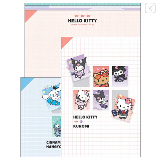 Japan Sanrio Volume Up Letter Envelope Set - Characters Pose - 1