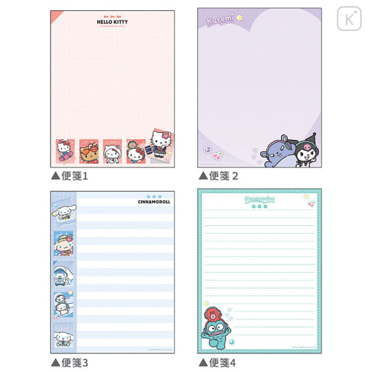 Japan Sanrio Volume Up Letter Envelope Set - Characters Pose Selfie - 3