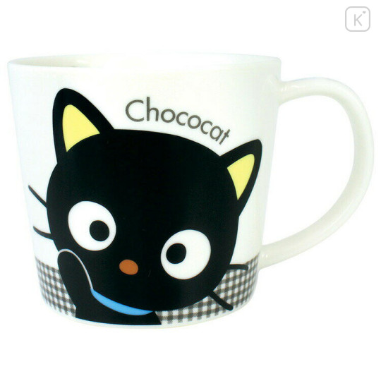 Japan Sanrio Ceramic Mug - Chococat : Friends Plaid Black - 1