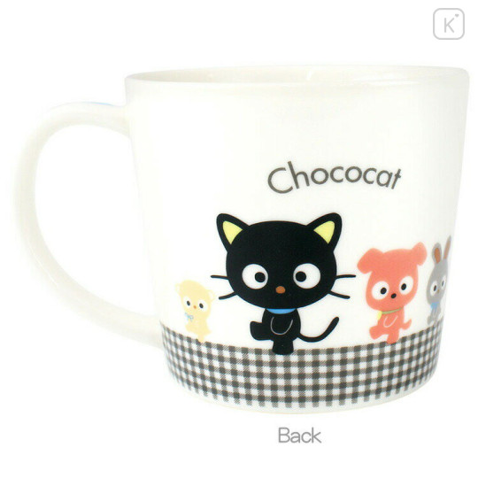 Japan Sanrio Ceramic Mug - Chococat : Friends Plaid Black - 2