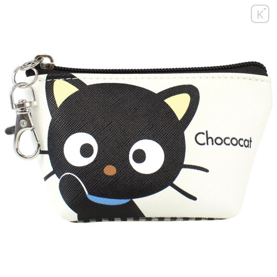 Japan Sanrio Triangular Mini Pouch - Chococat : Plaid Black - 1