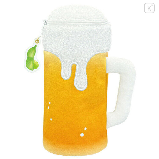 Japan Picture Book Fluffy Plush Pen Case - Beer - 1