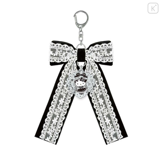 Japan Sanrio Ribbon Barrette Keychain - Hello Kitty : Lace Lolita Black - 1