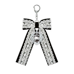 Japan Sanrio Ribbon Barrette Keychain - Hello Kitty : Lace Lolita Black
