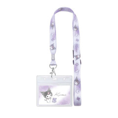 Japan Sanrio Pass Case Card Holder with Neck Strap - Kuromi : Baku Heart