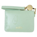 Japan Miffy Bifold Pass Case Card Holder with Reel - Miffy : Embossed Mint - 1
