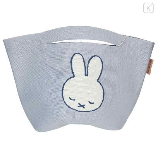 Japan Miffy Jacquard Woven Mini Tote Bag - Miffy : Face Light Grey Blue - 1