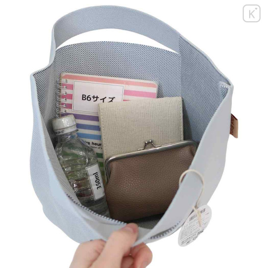 Japan Miffy Jacquard Woven Mini Tote Bag - Miffy : Face Light Grey Blue - 3