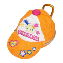 Japan Sanrio Mini Pouch with Carabiner - Usahana : Vivid Color Y2K Cap Style