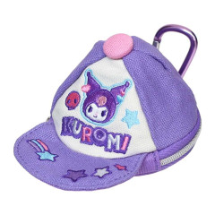 Japan Sanrio Mini Pouch with Carabiner - Kuromi : Vivid Color Y2K Cap Style
