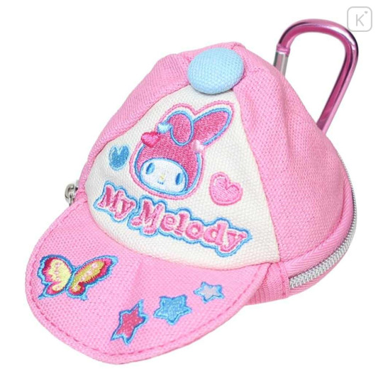 Japan Sanrio Mini Pouch with Carabiner - My Melody : Vivid Color Y2K Cap Style - 1