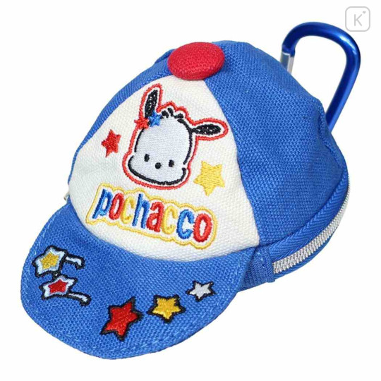 Japan Sanrio Mini Pouch with Carabiner - Pochacco : Vivid Color Y2K Cap Style - 1