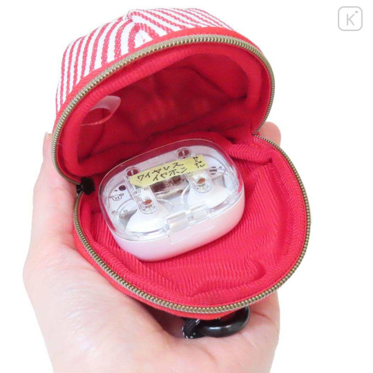 Japan Peanuts Mini Pouch with Carabiner - Snoopy : Cap Style Red Striped - 3