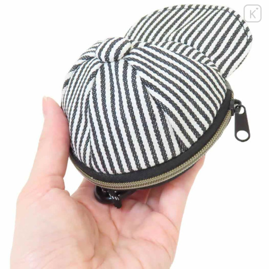 Japan Peanuts Mini Pouch with Carabiner - Snoopy : Cap Style Black Striped - 2