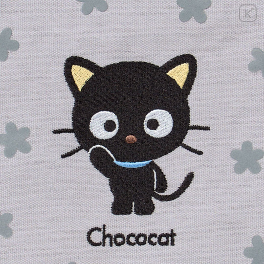 Japan Sanrio Drawstring Bag - Chococat : 30th Anniversary Grey Flower - 2