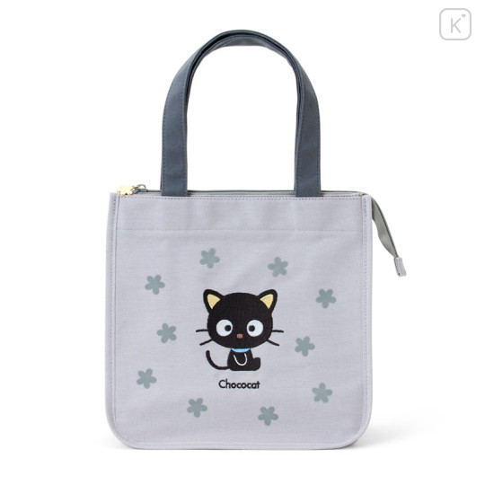 Japan Sanrio Insulated Cooler Lunch Bag - Chococat : 30th Anniversary Grey Flower - 1