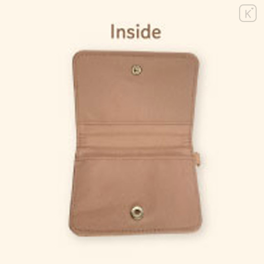 Japan San-X Bifold Pass Case Card Holder with Reel - Rilakkuma : Embossed Brown - 3