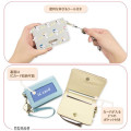 Japan San-X Bifold Pass Case Card Holder with Reel - Rilakkuma : Embossed Brown - 4