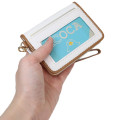 Japan San-X Bifold Pass Case Card Holder with Reel - Rilakkuma : Beige Stretching - 2
