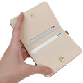 Japan San-X Bifold Pass Case Card Holder with Reel - Rilakkuma : Beige Stretching - 3