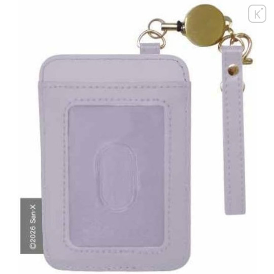 Japan San-X Pass Case Card Holder & Reel - Rilakkuma : Basic Rilakkuma Flower Light Green - 2