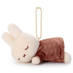 Japan Miffy Mascot Holder - Miffy : Sleeping Friend Milk Chocolate