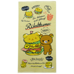 Japan San-X Bath Towel - Rilakkuma : Basic Rilakkuma Flower Enjoy Burger