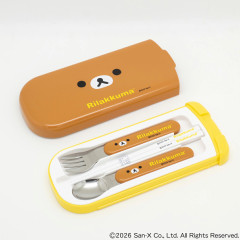 Japan San-X Bento Lunch Cutlery Set Spoon Fork Chopstick - Rilakkuma : Face Classic