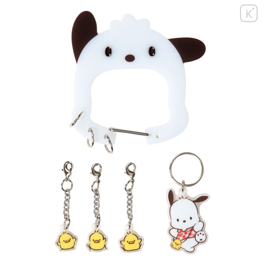 Japan Sanrio Original Acrylic Carabiner Keychain - Pochacco Loves Pee-chans - 2