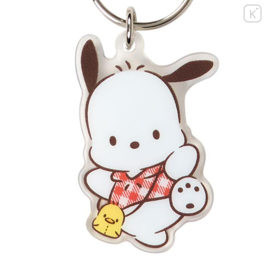 Japan Sanrio Original Acrylic Carabiner Keychain - Pochacco Loves Pee-chans - 4