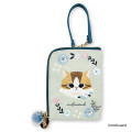 Japan Mofusand Mini Pouch & Pass Case Card Holder with Reel - Mofusand Botanical Long-haired Norwegian Forest Cat - 1