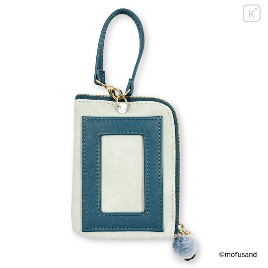 Japan Mofusand Mini Pouch & Pass Case Card Holder with Reel - Mofusand Botanical Long-haired Norwegian Forest Cat - 4