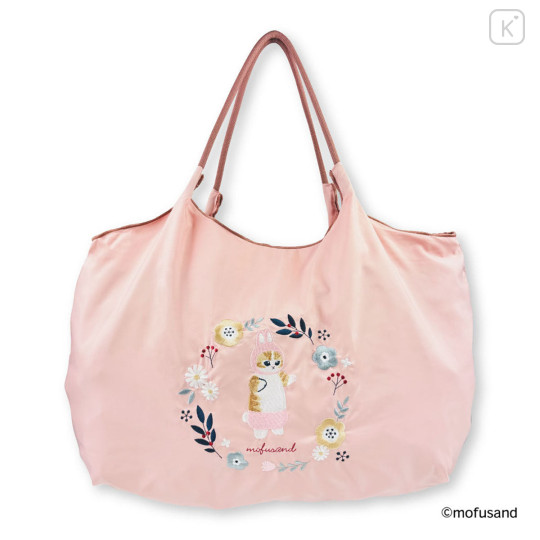 Japan Mofusand Embroidered Eco Shopping Bag - Mofusand Botanical Rabbit Cat - 1