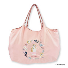 Japan Mofusand Embroidered Eco Shopping Bag - Mofusand Botanical Rabbit Cat