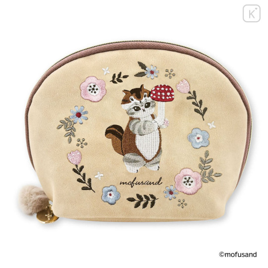 Japan Mofusand Round Pouch - Mofusand Botanical Squirrel Cat - 3