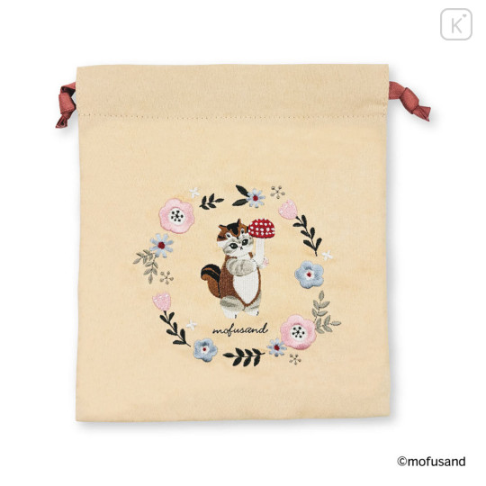Japan Mofusand Drawstring Bag - Mofusand Botanical Squirrel Cat - 1