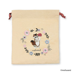Japan Mofusand Drawstring Bag - Mofusand Botanical Squirrel Cat