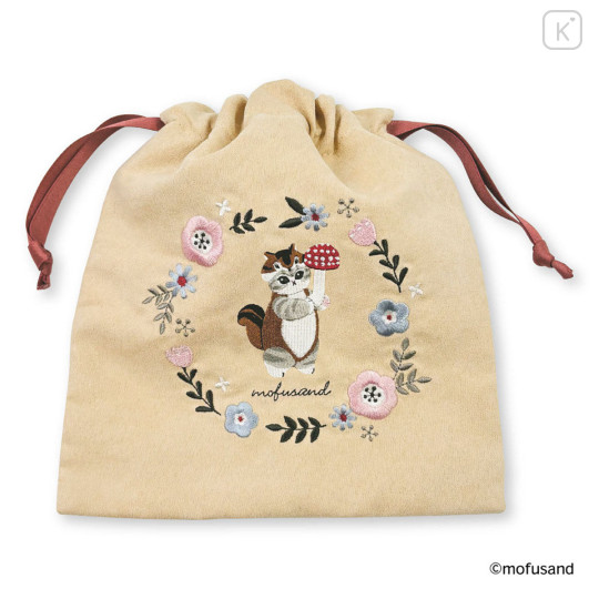 Japan Mofusand Drawstring Bag - Mofusand Botanical Squirrel Cat - 4