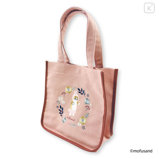 Japan Mofusand Embroidered Mini Tote Bag - Mofusand Botanical Rabbit Cat - 4