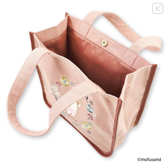Japan Mofusand Embroidered Mini Tote Bag - Mofusand Botanical Rabbit Cat - 6